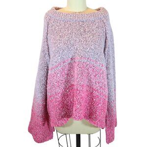 Free People Lavender to Pink Ombre Scoop-Neck Sweater
